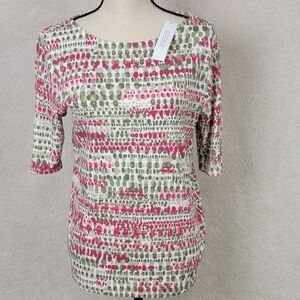 Chico's‎ Drops Of Rain Sadie Boat Neck Button Elbow Sleeve Knit Top S ( 1 ) NEW